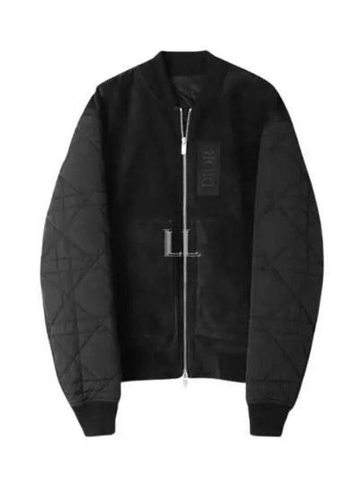 Men's Zipper Varsity Calfskin Bomber Jacket Black - DIOR - BALAAN 2