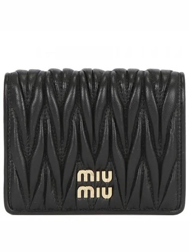 Matelasse Leather Half Wallet Black - MIU MIU - BALAAN 2