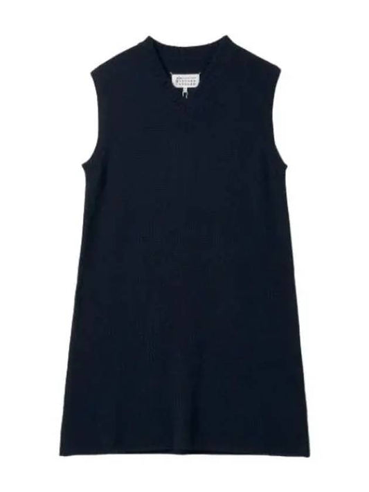 V neck knit dress blue - MAISON MARGIELA - BALAAN 1