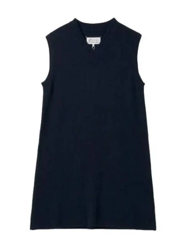 Women's V-neck Knit Midi Dress Blue - MAISON MARGIELA - BALAAN 2