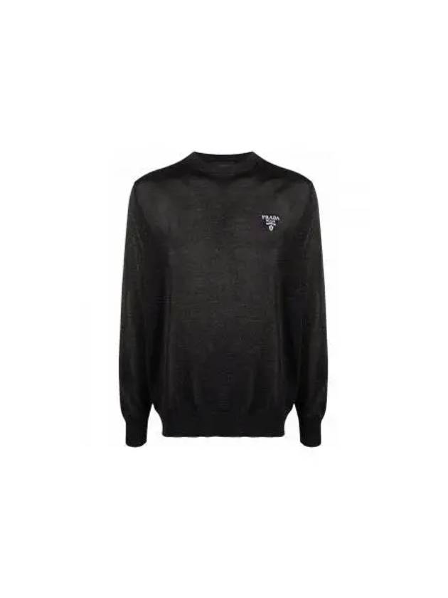 Logo Silk Knit Top Black - PRADA - BALAAN 2