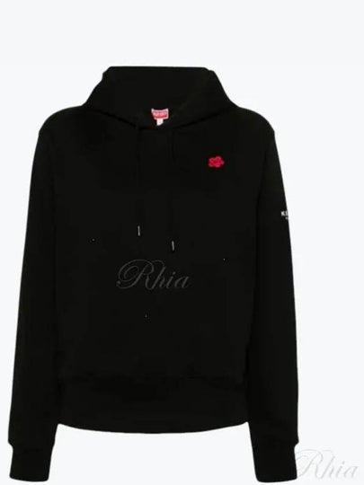 Boke Flower Embroidery Drawstring Hoodie Black - KENZO - BALAAN 2