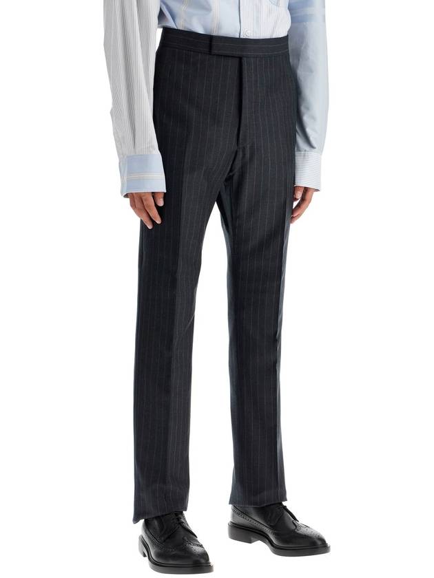 Pinstripe wool straight pants gray - THOM BROWNE - BALAAN 3