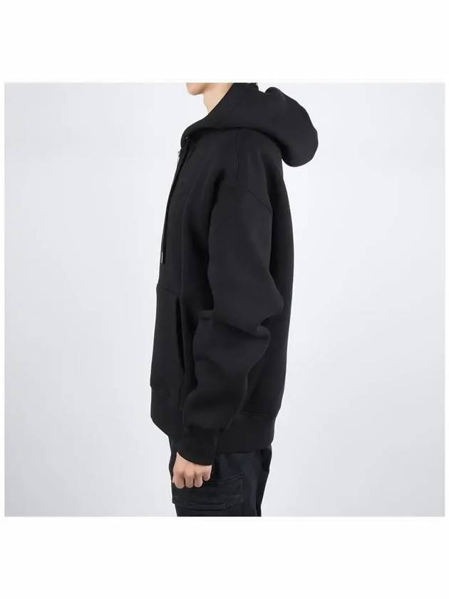 Heart Logo Cotton Blend Zip-Up Hoodie Black - AMI - BALAAN 4