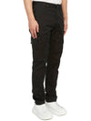 Garment Dyed Old Effect Stretch Broken Twill Cotton Cargo Pants Black - STONE ISLAND - BALAAN 4