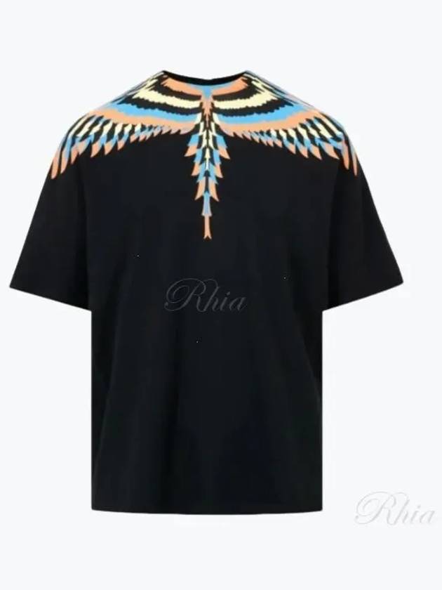 Optical Wings Printed Short Sleeve T-shirt Black - MARCELO BURLON - BALAAN 2