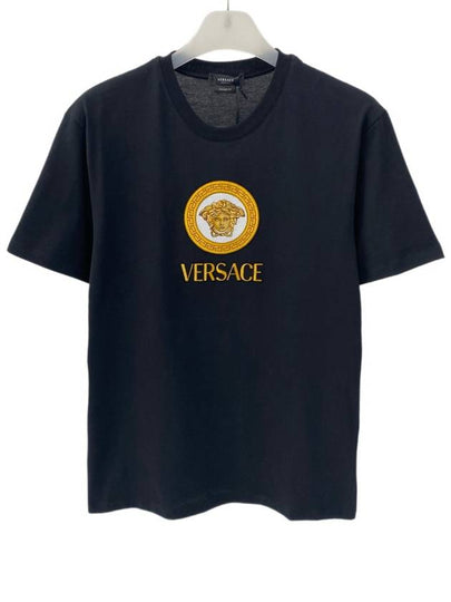 Embroidered Medusa Short Sleeve T-Shirt Black - VERSACE - BALAAN 2