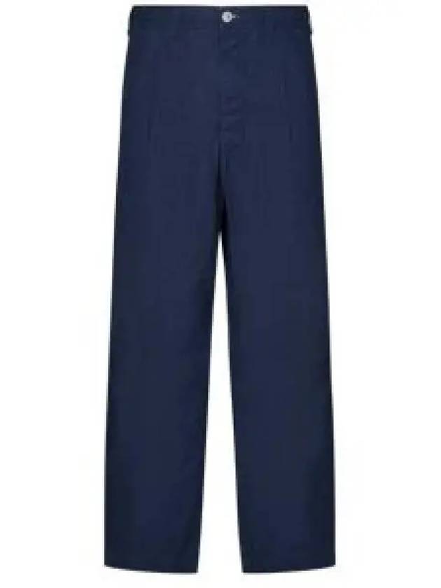 Marina Mid Rise Cotton Canvas Wide Pants Royal Blue - STONE ISLAND - BALAAN 2