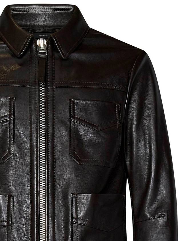 Grain Leather Jacket Brown - TOM FORD - BALAAN 4