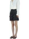 Bonded Mini Polyester Satin Shorts Black - AMI - BALAAN 3