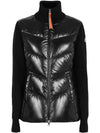 Women's Padded Wool Zip-Up Cardigan Black - MONCLER - BALAAN 3