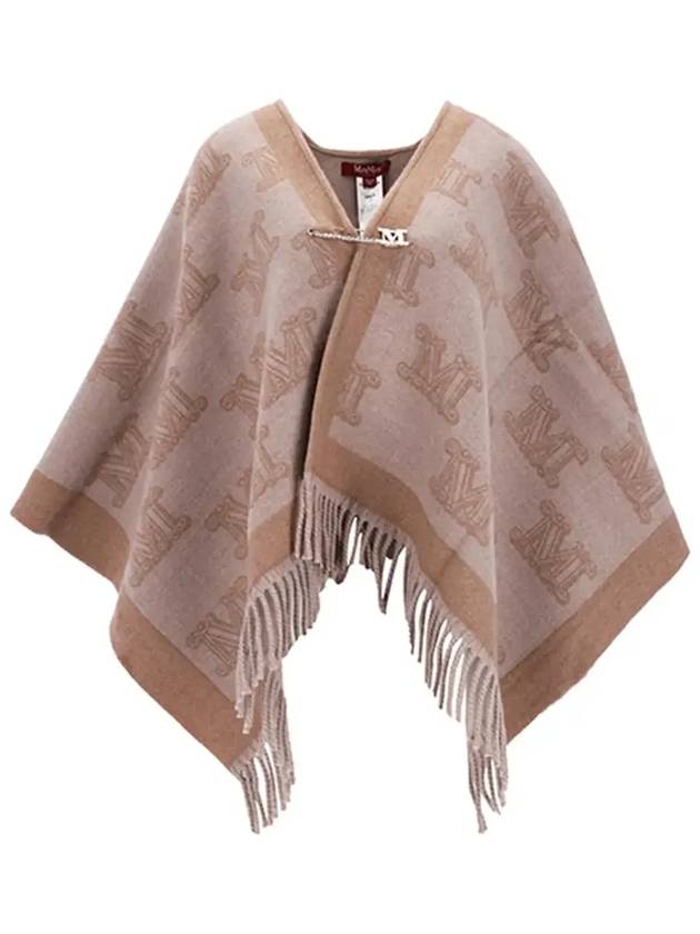 Fringe Logo Wool Cape Sand - MAX MARA - BALAAN 5