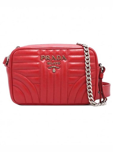 Women s Prada 1BH083 Red Soft Calfskin Diagram Silver Metal Lettering Chain Shoulder Bag gt Gangbuk used luxury goods - PRADA - BALAAN 1