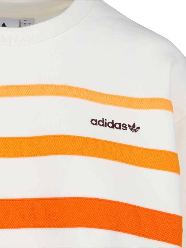 80S Ribbed Crew Neck Cotton Sweatshirt Off White Orange - ADIDAS - BALAAN 4