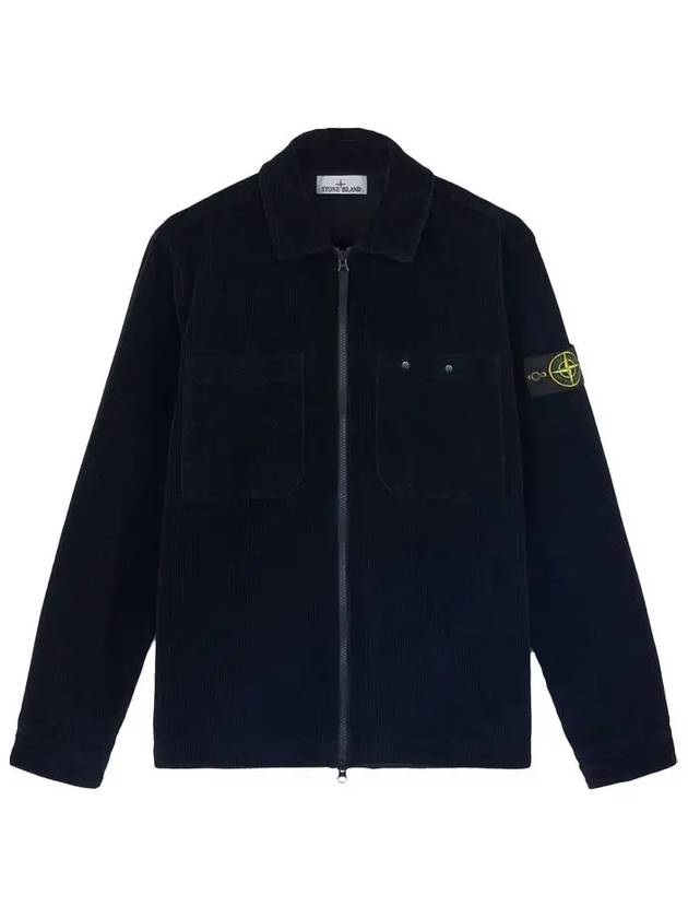 Organic Cotton Corduroy Zip-Up Jacket Navy - STONE ISLAND - BALAAN 3