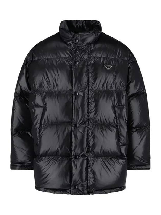 men's triangle logo nylon padded jacket black - PRADA - BALAAN 2