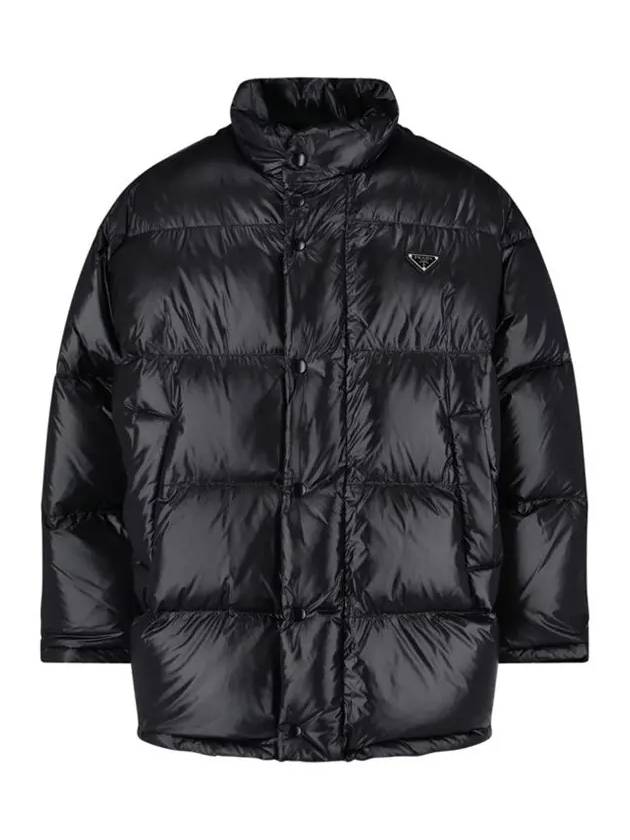 Triangle Logo Nylon Padded Jacket Black - PRADA - BALAAN 3