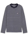 Fox Logo Stripe Long Sleeve T-Shirt Navy - MAISON KITSUNE - BALAAN 2