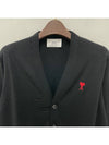 Red Heart Logo Merino Wool Cardigan Black - AMI - BALAAN 5