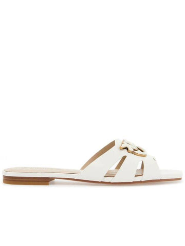 milk calf leather slippers with striped structure and golden details - PINKO - BALAAN 1