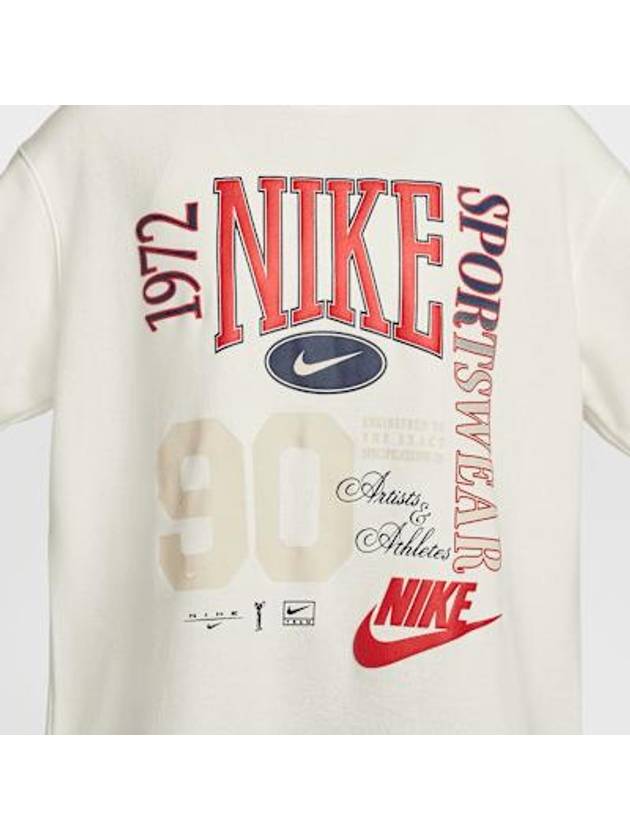 Women's Oversized Crew-Neck French Terry Sweatshirt Ivory - NIKE - BALAAN 2