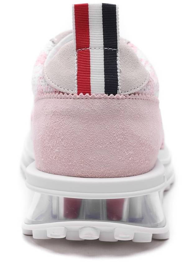 Gingham Boucle Clear Sole Tech Runner Low Top Sneakers Light Pink - THOM BROWNE - BALAAN 5