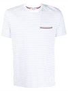 Striped Jersey Pocket Short Sleeve T-Shirt Light Blue White - THOM BROWNE - BALAAN 2