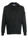 Men Wappen Cotton Fleece Hooded Zip Up Black - STONE ISLAND - BALAAN 2