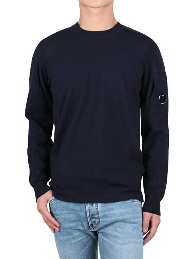 Lens Wappen Merino Wool Knit Top Navy - CP COMPANY - BALAAN 3