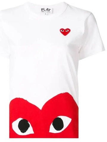 Women's Red Wappen Half Heart T-Shirt AZ T033 051 1 Other 1012594 - COMME DES GARCONS - BALAAN 1