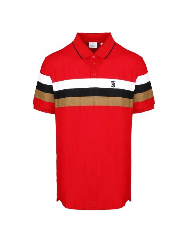 TB logo striped short sleeve PK shirt red - BURBERRY - BALAAN 1