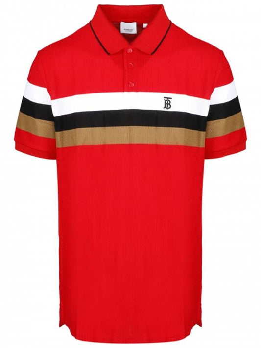 TB logo striped short sleeve PK shirt red - BURBERRY - BALAAN 1