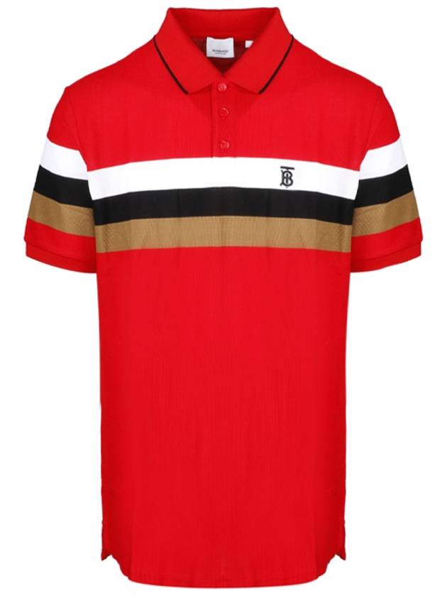 TB logo striped short sleeve PK shirt red - BURBERRY - BALAAN.