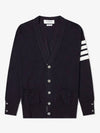 Men's Sustainable Classic Diagonal Wool Cardigan Navy - THOM BROWNE - BALAAN 2