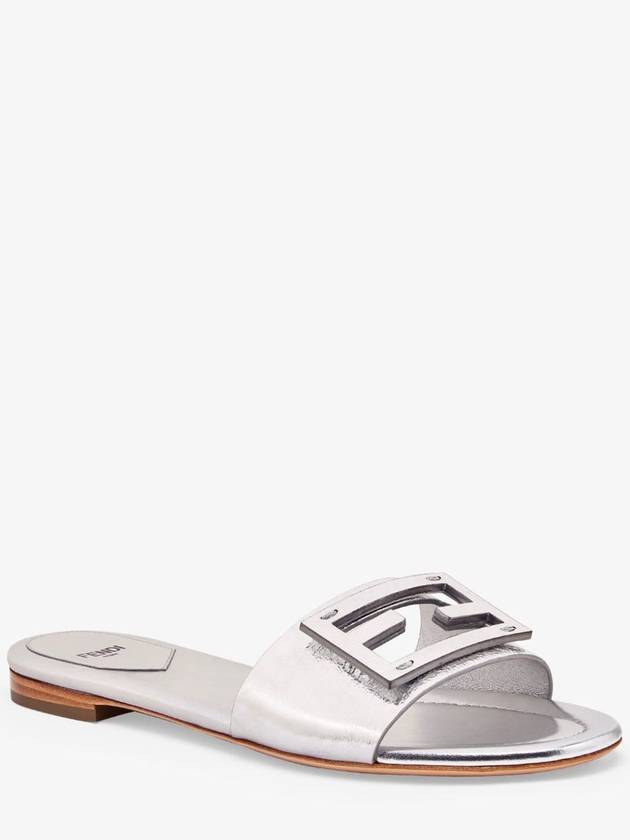 Baguette Nappa Leather Slippers Silver - FENDI - BALAAN 3