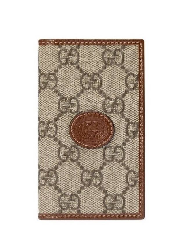 Interlocking G Canvas Card Wallet Beige Brown - GUCCI - BALAAN.