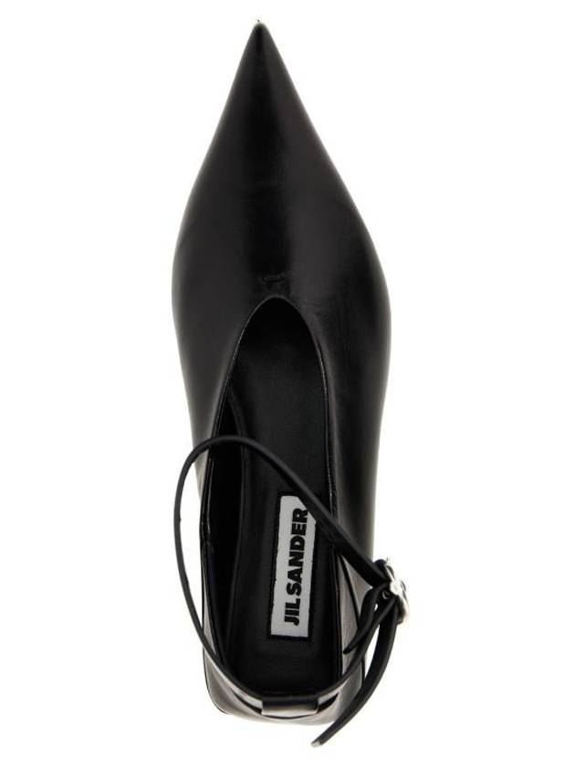 Ankle Strap Leather Ballerina Flats Black - JIL SANDER - BALAAN 4