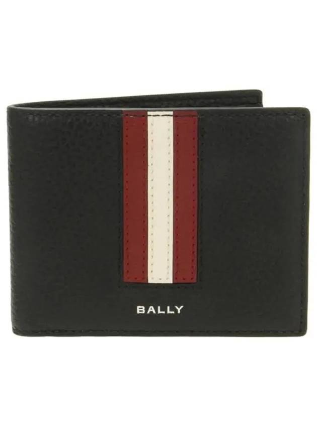 Ribbon Bifold Grain Leather Half Wallet Red Black - BALLY - BALAAN 2