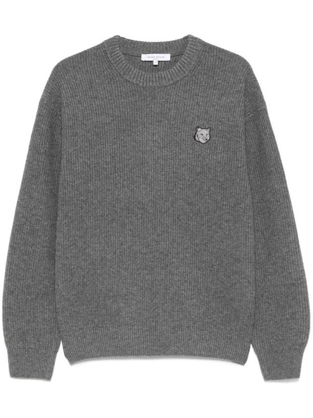 Bold Fox Head Patch Comfort Ribbed Knit Top Grey Melange - MAISON KITSUNE - BALAAN 2