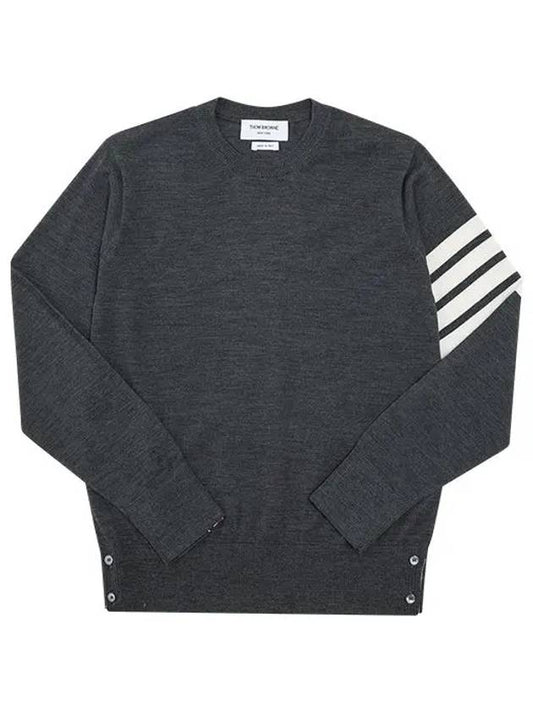 4 Bar Armband Classic Merino Wool Knit Top Dark Grey - THOM BROWNE - BALAAN 2