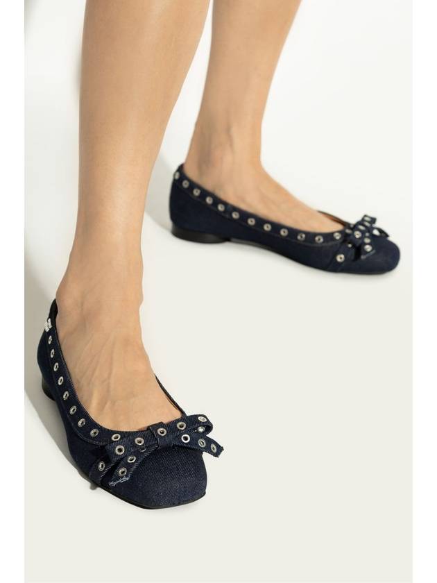 Ganni Ballet Flats With Bow, Women's, Navy Blue - GANNI - BALAAN 2