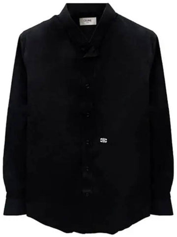 Cotton poplin inverted collar with Triomphe embroidery loose shirt black men s jacket 271453 - CELINE - BALAAN 1