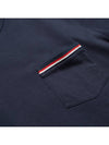 Men's Medium Weight Jersey Tipped Pocket Crewneck Short Short Sleeve T-Shirt Navy - THOM BROWNE - BALAAN 4