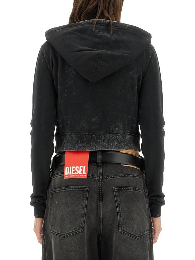 F Slimmy Hood P5 Metal Logo Faded Cut Out Hoodie Black - DIESEL - BALAAN 4