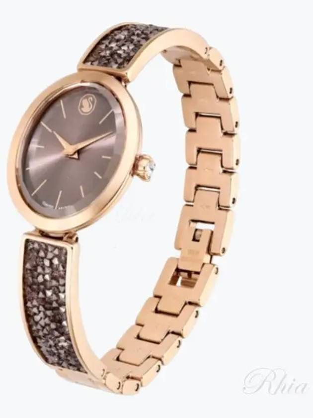 Crystal Rock Oval Metal Watch Black Rose Gold - SWAROVSKI - BALAAN 2