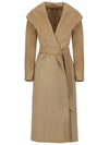 Women's Bdanton Silk Tone Long Wool Hooded Single Coat Camel - MAX MARA - BALAAN 3