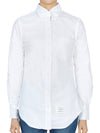 Women's Hidden Three Stripes Oxford Classic Shirt White - THOM BROWNE - BALAAN 3