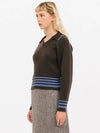 Open Collar Striped Knit Top Choco - JUN BY JUN K - BALAAN 3