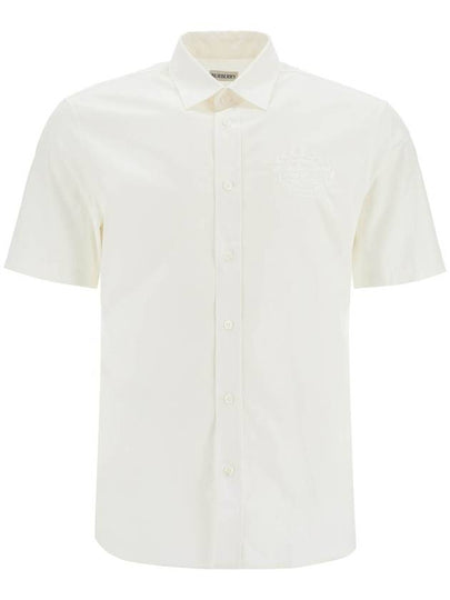 EKD Embroidered Cotton Short Sleeve Shirt White - BURBERRY - BALAAN 2