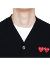 Double Heart V-Neck Cardigan Black - COMME DES GARCONS - BALAAN 8